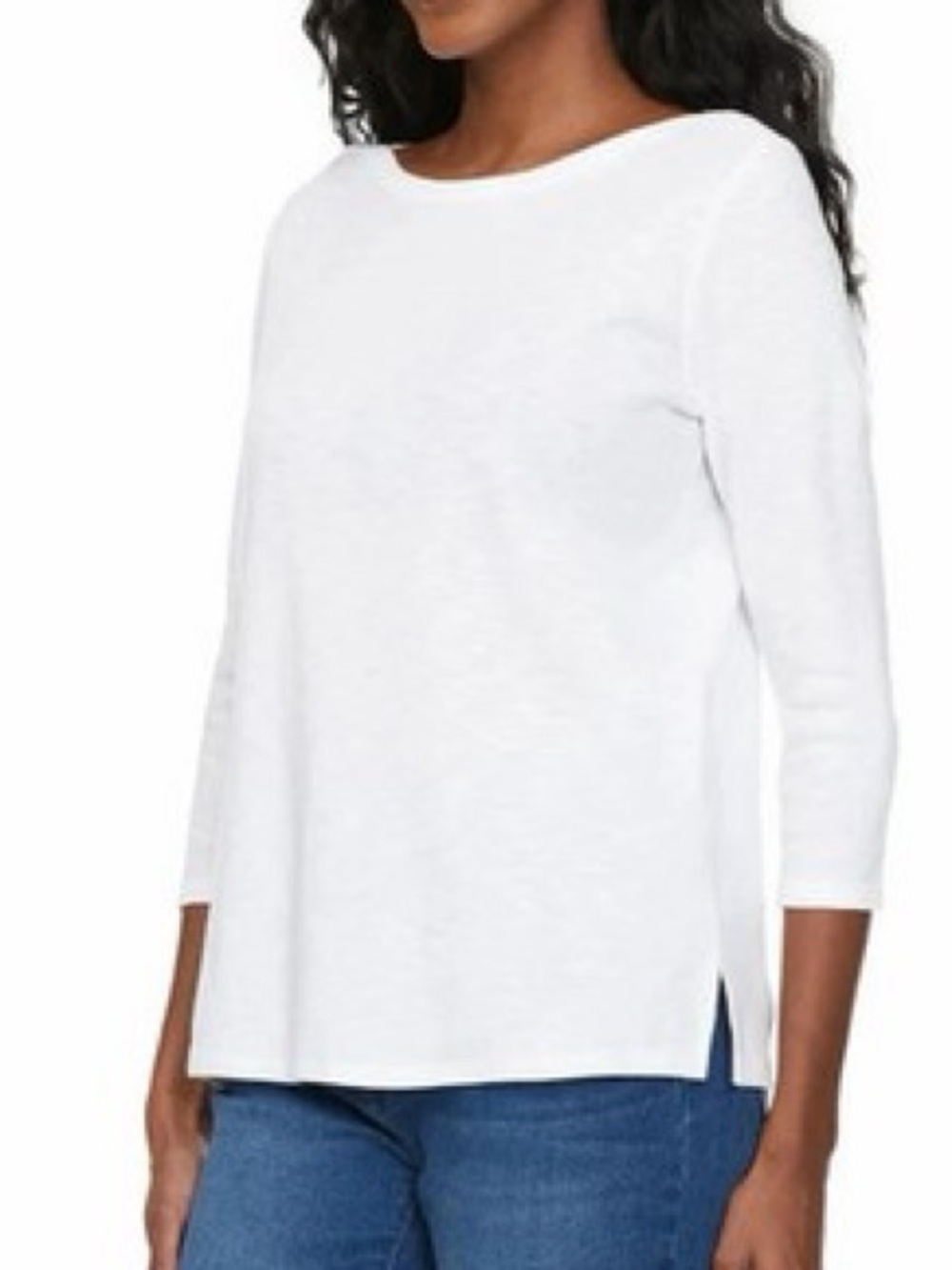 Kirkland Signature White 3/4 Sleeve Boatneck Top